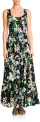 Dolce & Gabbana Zagara Floral Poplin Long Dress