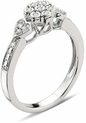 Fine Jewelry diamond blossom 1/10 CT. T.W. Diamond Cluster Heart Sterling Silver Ring Family