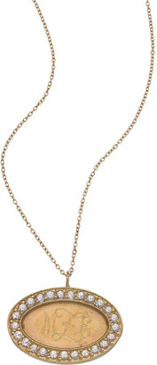 Emily and Ashley Oval White Sapphire Disc Monogram Necklace