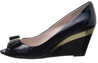 Vince Camuto Women's Shoes VENY Peep Toe Wedge Pumps Midnight Navy Blue Patent
