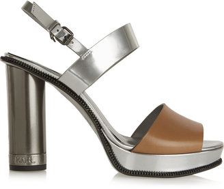 Karl Lagerfeld Paris Metallic leather sandals