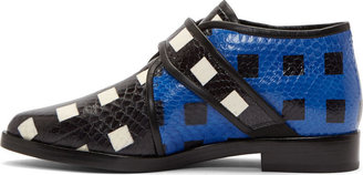 Kenzo Blue Snakeskin Slip-On Shoes