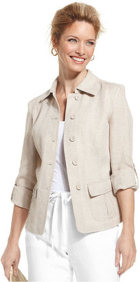 Charter Club Petite Linen Button-Front Jacket