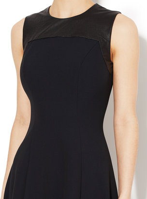 L'Agence Contrast Leather Sleeveless Dress