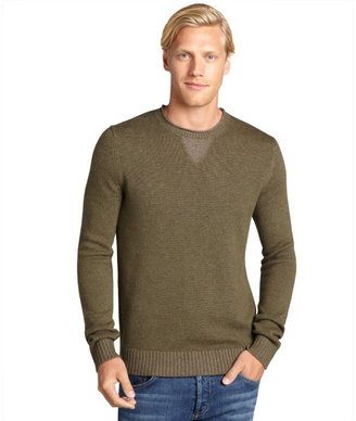 Harrison washed olive wool-cashmere elbow patch sweater