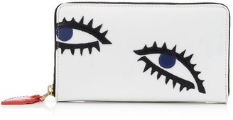 Lulu Guinness White Eye Leather Continent Wallet