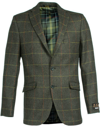 Barbour Fleet Olive Green Window Pane Check Wool Tailored Jacket