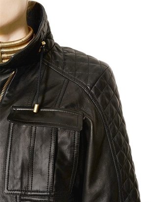 Balmain Cropped Quilted Nappa Leather Jacket