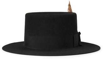 Saint Laurent Feather-Trimmed Rabbit-Felt Fedora Hat