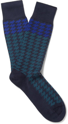 Paul Smith Houndstooth Cotton-Blend Socks