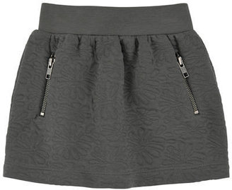 Lili Gaufrette dark grey flower-printed damask jersey skirt