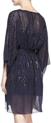 Halston Kimono-Sleeve Caftan Dress