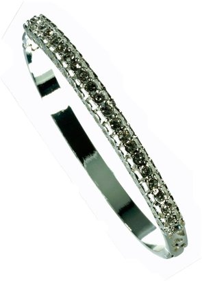 Indulgence Silver plated hinged bangle with 22 crystals.