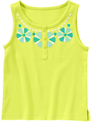 Gymboree Embroidered Button Tank