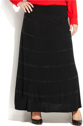 INC International Concepts Plus Size Stud-Striped Maxi Skirt