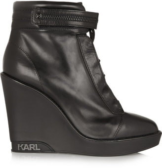 Karl Lagerfeld Paris Leather wedge sneakers