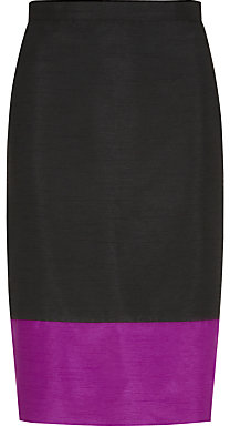 Precis Petite Colour Block Skirt, Black/Berry