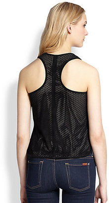 Parker Calvin Perforated-Suede Racerback Tank