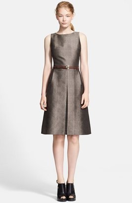 Michael Kors Glen Plaid Jacquard Tweed A-Line Dress