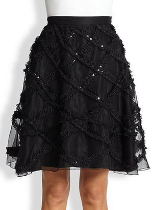 Moschino Cheap & Chic Sequined Ruffle-Detail Silk Skirt