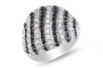 Ice White and Black Cubic Zirconia Sterling Silver and Black Rhodium Ring