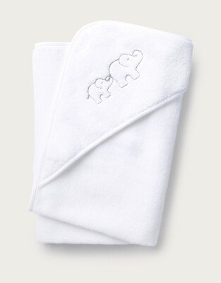 The White Company Elephant Hooded Baby Towel, White, One Size