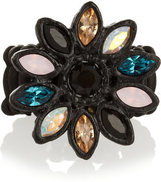 Philippe Audibert Olivette blackened pewter-plated crystal ring