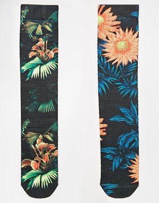 ASOS 2 Pack Socks With Floral Sublimation