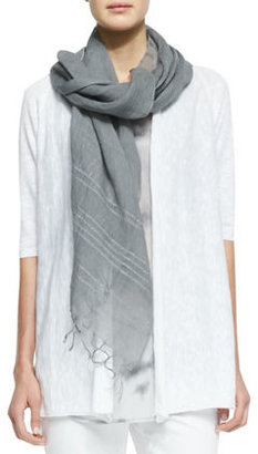 Eileen Fisher Sequined Striped Linen Scarf