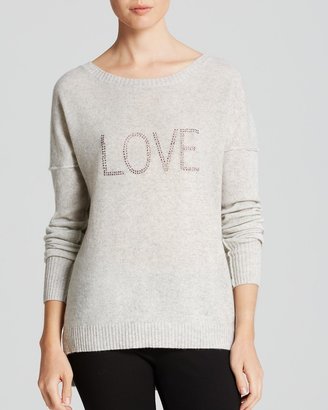 Aqua Cashmere Sweater - Love Embellished High/Low Crewneck