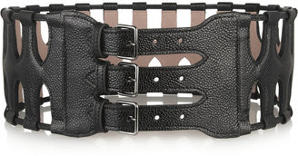 Alaia Cutout textured-leather waist belt