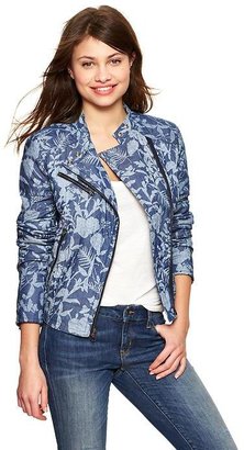 Gap Quilted floral chambray moto jacket