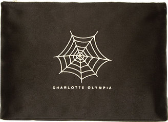 Charlotte Olympia Black Silk Satin Cat Nap Slipper Set