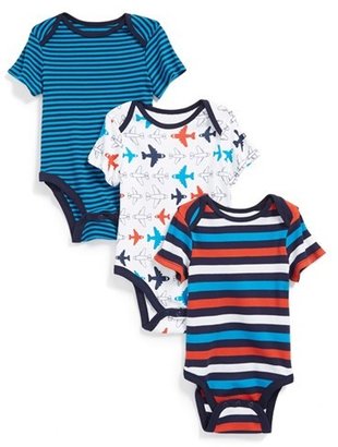 Offspring 'Airplane' Cotton Bodysuits (3-Pack) (Baby Boys)