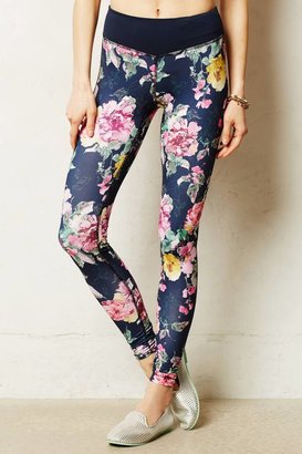 Anthropologie Pure + Good Ruched Floral Leggings