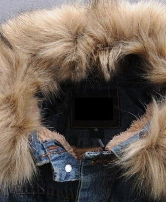 ChicNova Heavy Fur Collar Ripped Denim Coat