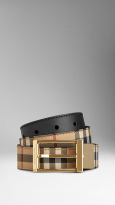 Burberry Reversible Horseferry Check and Leather Belt