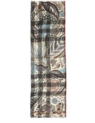 Burberry Floral leaf check cashmere scarf