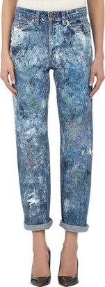 Rialto Women's Painterly Boyfriend Jeans-Blue