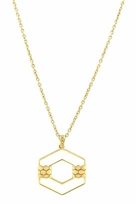 Belle Noel by Kim Kardashian 14KT Gold Honey Hexagon Pendant Necklace with Ivory Epoxy