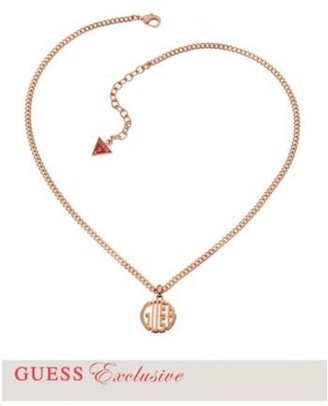 GUESS Rose Gold-Tone Logo Pendant Necklace
