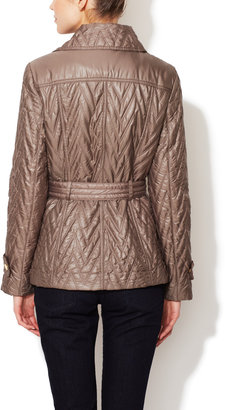 Via Spiga Chevron Quilted Belted Panel Jacket