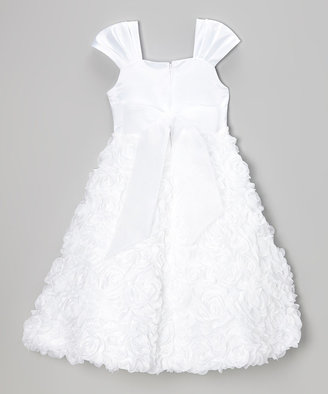 White Ruffle Shift Dress - Toddler & Girls