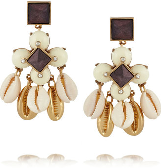 Tory Burch Luca gold-plated, shell and wood earrings