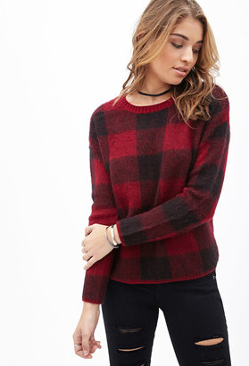 Forever 21 Forever21 Fuzzy Plaid Sweater