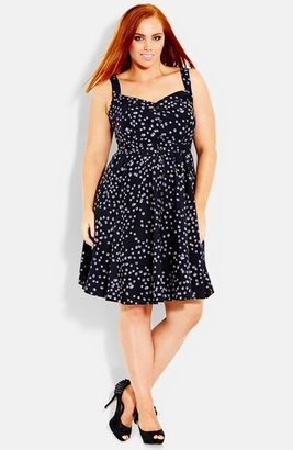 City Chic 'Ditsy' Button Front Sundress (Plus Size)