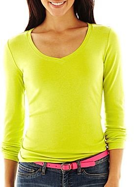 JCPenney jcp Long-Sleeve V-Neck Tee - Talls