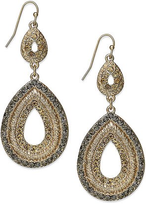 INC International Concepts Gold-Tone Glass Accent Drop Earrings