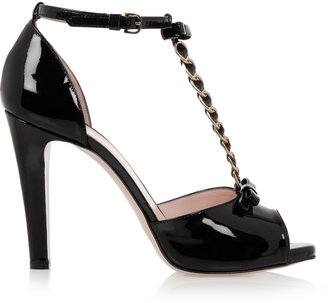 RED Valentino Chain-trimmed patent-leather sandals