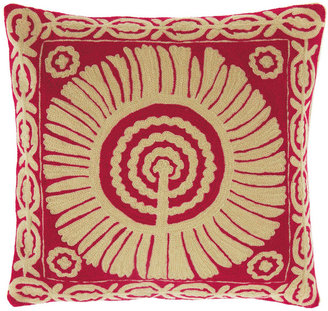 OKA Cimkent Emboidered Wool Cushion Cover, Red